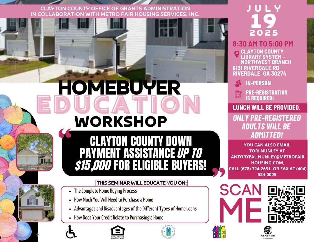 Homebuyer Education Workshop July 19, 2025 flyer