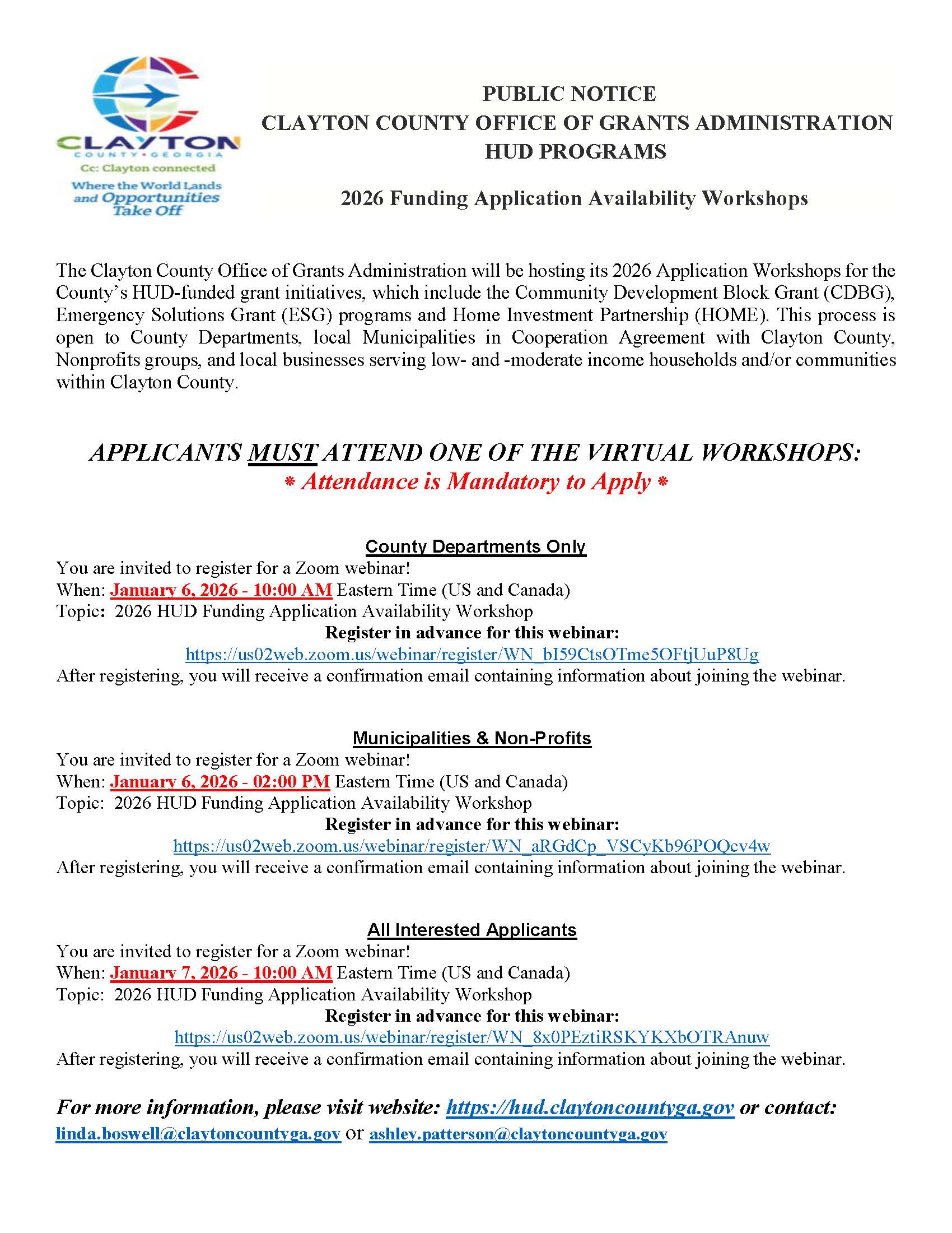 Image of 2026 HUD Funding Public Notice